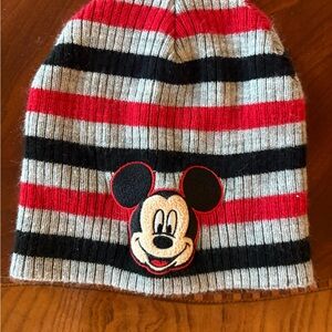 Disney Mickey Mouse Striped Beanie - Red, Black, Gray